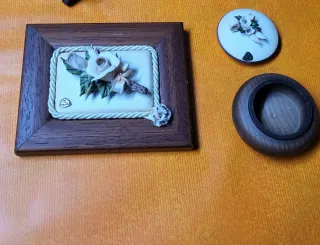 Capodimonte quadro con fiori e cofanetto
