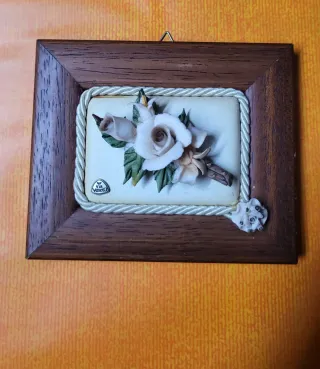 Capodimonte quadro con fiori e cofanetto