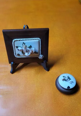 Capodimonte quadro con fiori e cofanetto