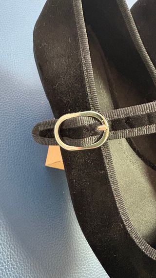 Bailarinas negras terciopelo con hebilla elástica