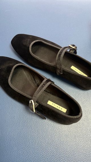 Bailarinas negras terciopelo con hebilla elástica