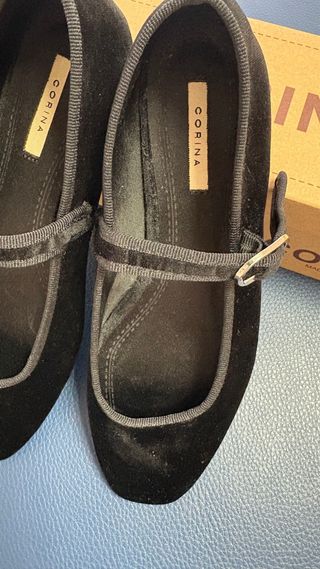 Bailarinas negras terciopelo con hebilla elástica