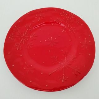 Piatto Natalizio La Porcellana Bianca Rosso Natale