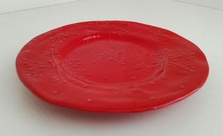 Piatto Natalizio La Porcellana Bianca Rosso Natale