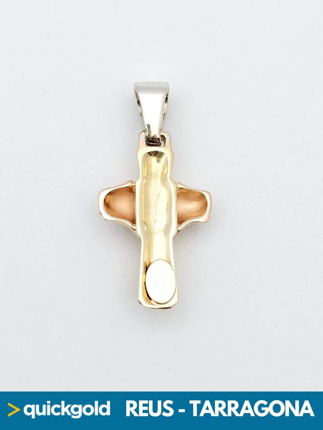 Colgante Oro 18K Tricolor Cruz