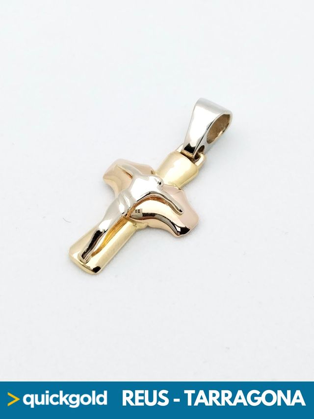 Colgante Oro 18K Tricolor Cruz
