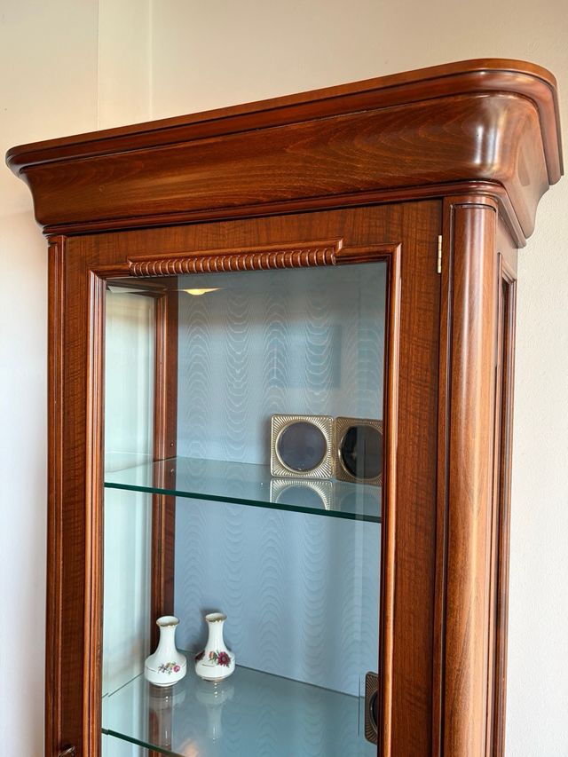 Vitrina de madera con luz