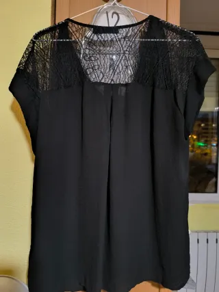 Blusa Negra Encaje Talla Grande XXXL