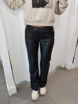 Pantalón Escada Piel Cordero Vintage Negro