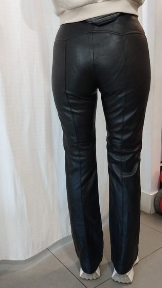 Pantalón Escada Piel Cordero Vintage Negro