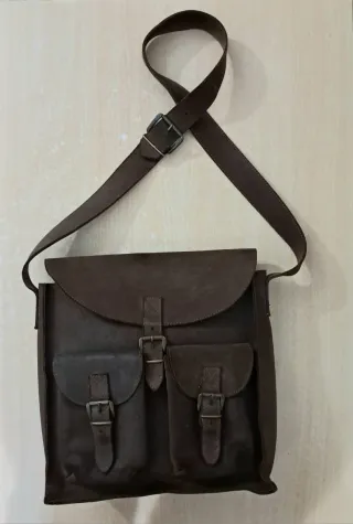 Borsa in cuoio Vintage marrone con chiusure a clip