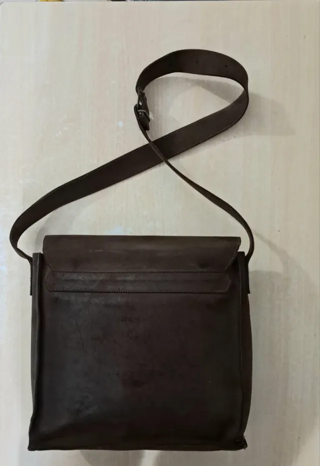 Borsa in cuoio Vintage marrone con chiusure a clip