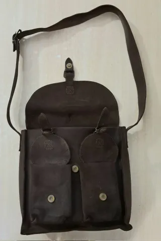 Borsa in cuoio Vintage marrone con chiusure a clip