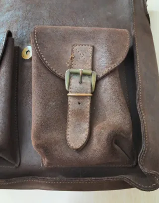 Borsa in cuoio Vintage marrone con chiusure a clip