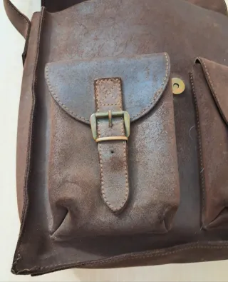 Borsa in cuoio Vintage marrone con chiusure a clip