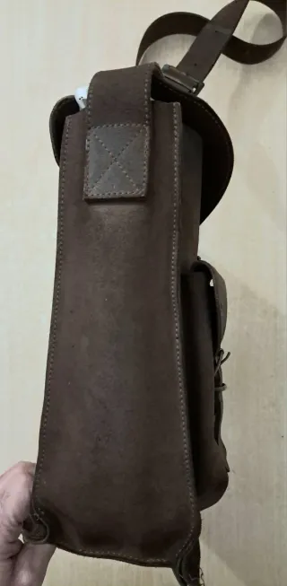 Borsa in cuoio Vintage marrone con chiusure a clip