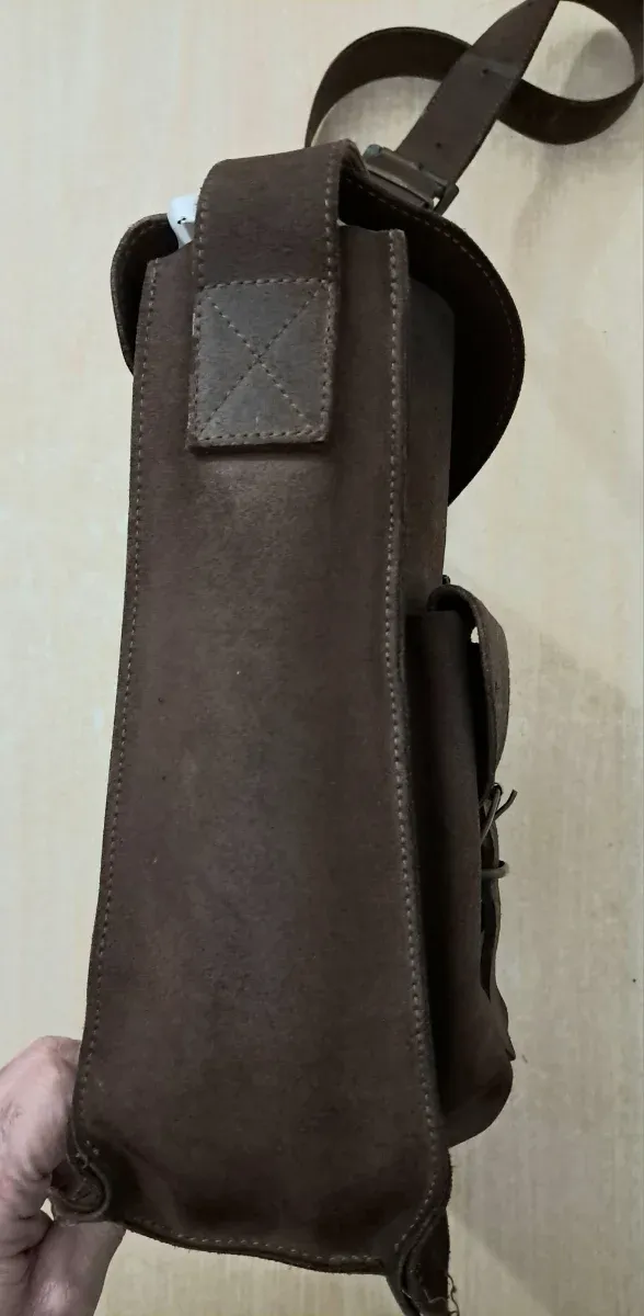 Borsa in cuoio Vintage marrone con chiusure a clip