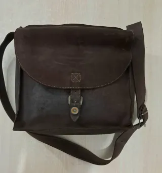 Borsa in cuoio Vintage marrone con chiusure a clip