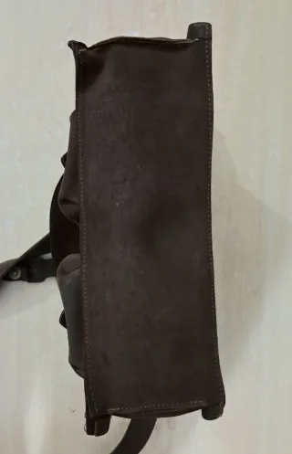 Borsa in cuoio Vintage marrone con chiusure a clip