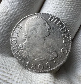 Moneda Plata 2 Reales Carlos III 1808