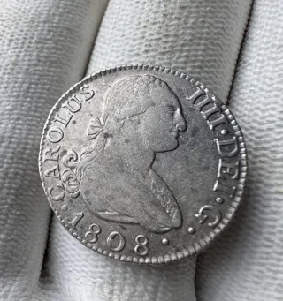 Moneda Plata 2 Reales Carlos III 1808
