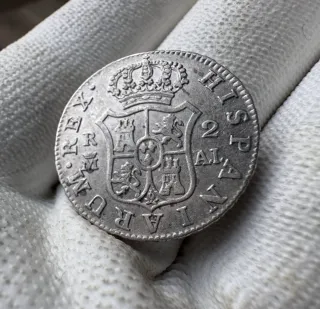 Moneda Plata 2 Reales Carlos III 1808