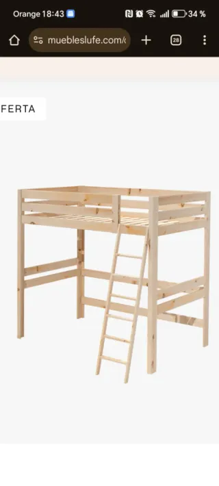 Cama alta Lufe madera practicamente nueva !!!!