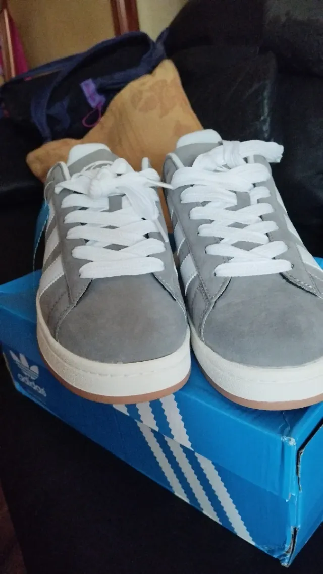 Zapatillas Adidas Campus Hombre Gris Blancas