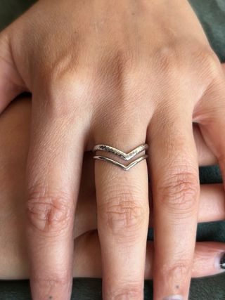 Anello Argento Doppia Punta Acciaio Regolabile