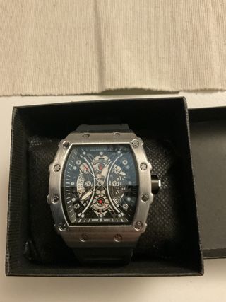 Reloj Esqueleto Plata Negro