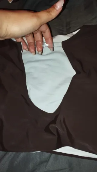 Bikini manga larga marrón y blanco