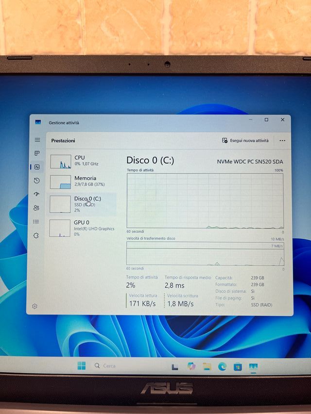 Asus X509J i3 10th Gen 8GB 256GB SSD 15.6 W11 Pro