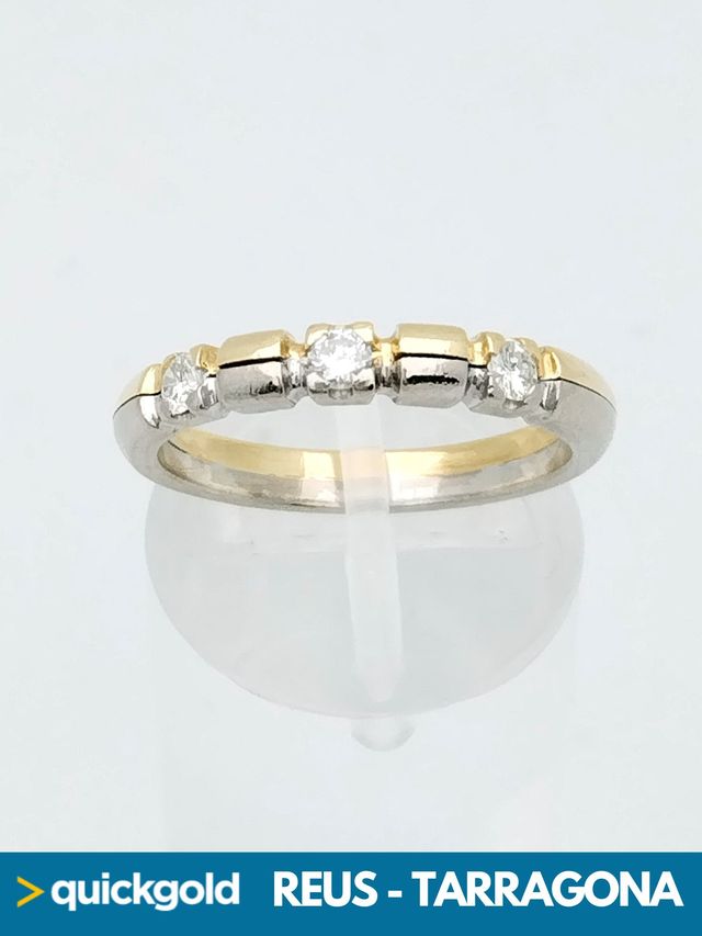 035-01-00844 ANILLO ORO 18K BICOLOR DIAMANTES T15