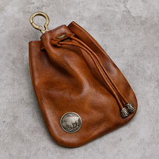 Bolsa monedero cuero auténtico 11x12cm varios