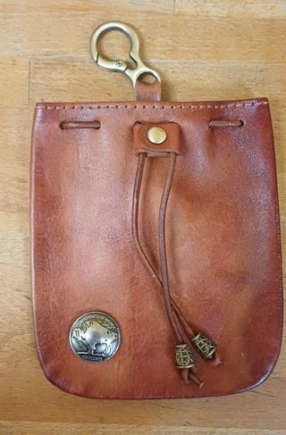 Bolsa monedero cuero auténtico 11x12cm varios