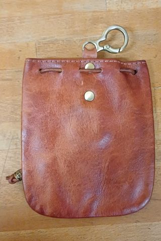 Bolsa monedero cuero auténtico 11x12cm varios