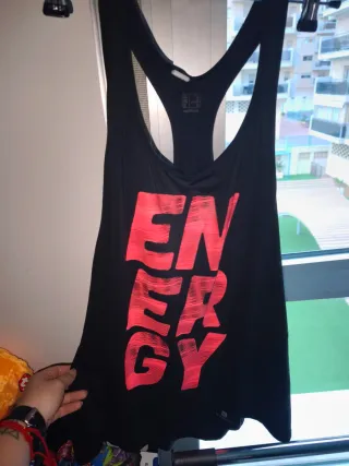 Camiseta deportiva Energy Negra y Rosa