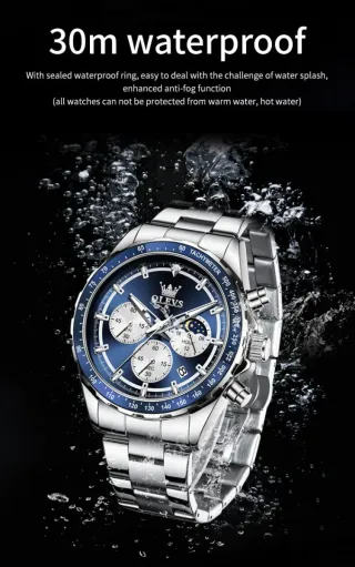 Reloj OLEVS Hombre Cronógrafo Azul/Plata