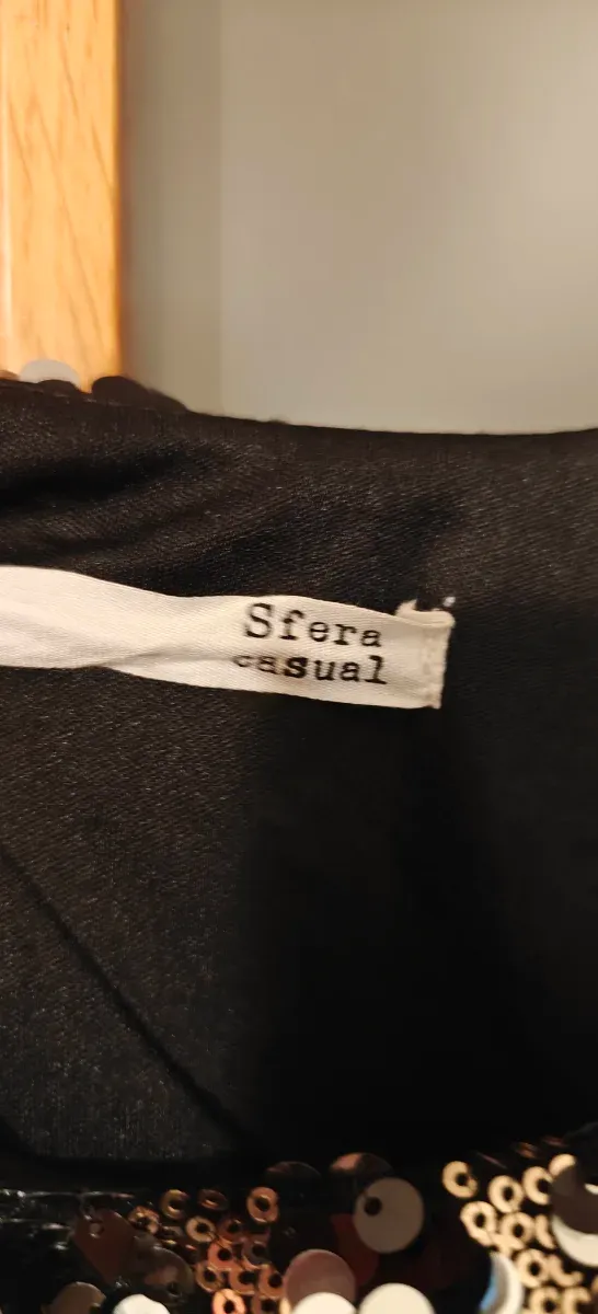 Vestido fiesta lentejuelas negro y dorado