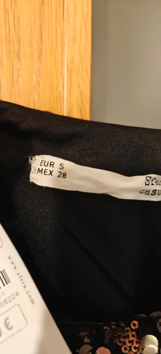 Vestido fiesta lentejuelas negro y dorado