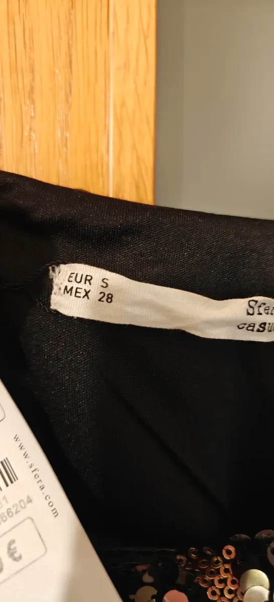 Vestido fiesta lentejuelas negro y dorado