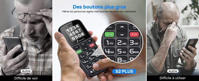 Teléfono móvil para mayores con SOS radio linterna