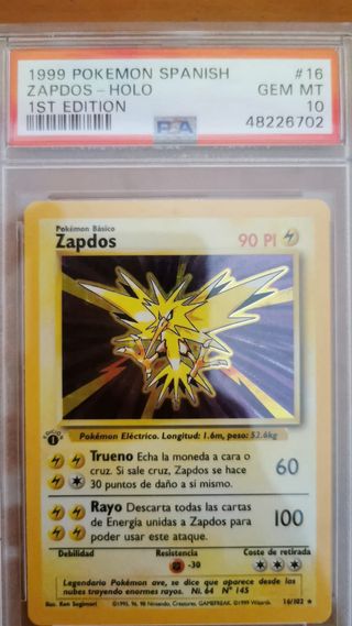 Zapdos base set 1st edition PSA 10 Español