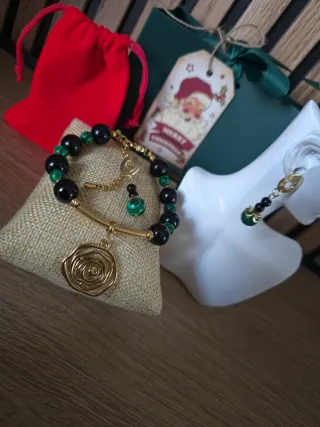 Conjunto Pulsera y Pendientes Acero Inoxidable.