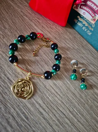 Conjunto Pulsera y Pendientes Acero Inoxidable.