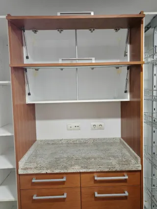 Mueble Cocina Desayunador Madera y Cristal