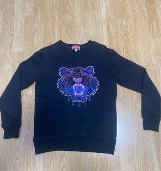 Sudadera Kenzo Negra con Tigre Morado