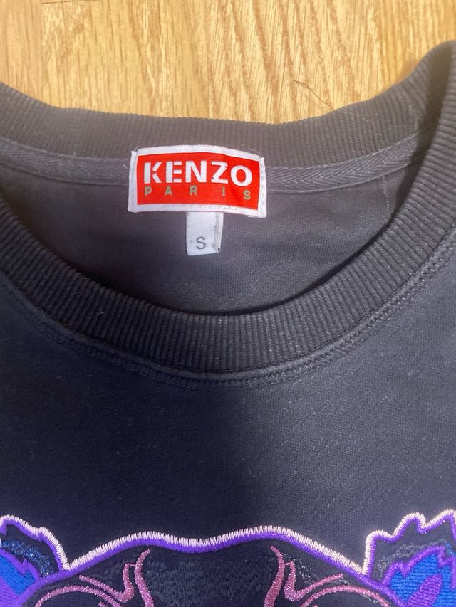 Sudadera Kenzo Negra con Tigre Morado