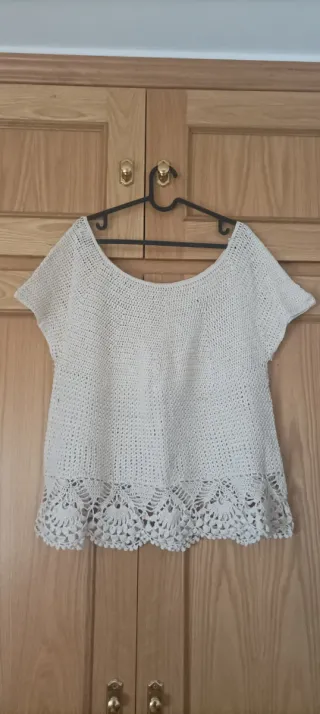 Suéter Crochet Beige Talla XL