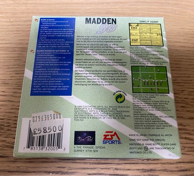 Madden 96 Game Boy Completo EUR